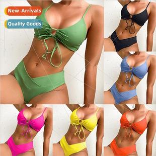 Sexy Swim iEurope Swimsu Spl Bikini Tie Color Solid New 2024