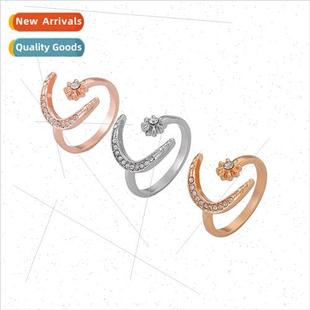 minimalist moon finger index female ins ring open star che