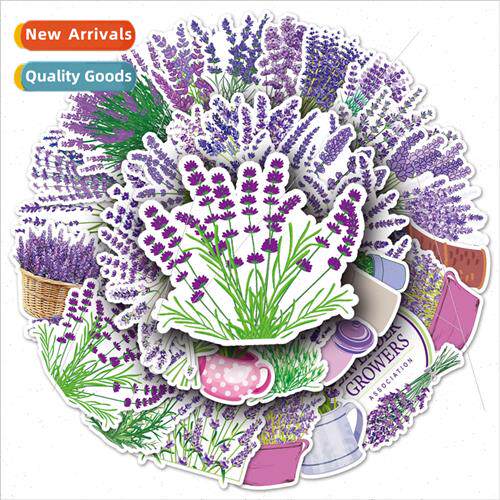 50 pcs of lavender cartoon flower stickers cute plants water