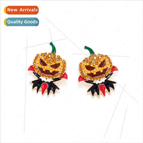 personaly exaggerated alloy oil drop pumpkin skull earrings