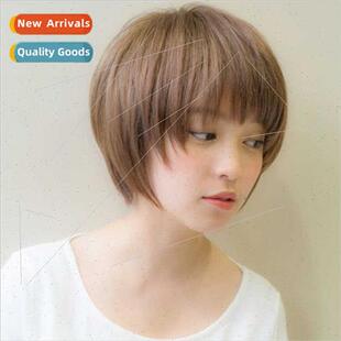 short hair temperament Korean parting girls oblique bang wig