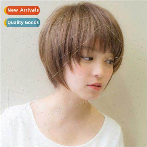 Korean wig girls short hair temperament oblique parting bang