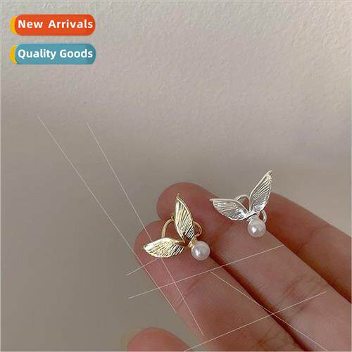 Wings metal pearl ear bone clip female niche retro minimalis
