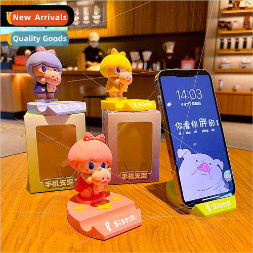 pig pig girl cell phone holder portable lazy desktop floor c