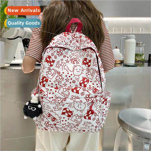 Schoolbag female new cute graffi backpack primary school stu