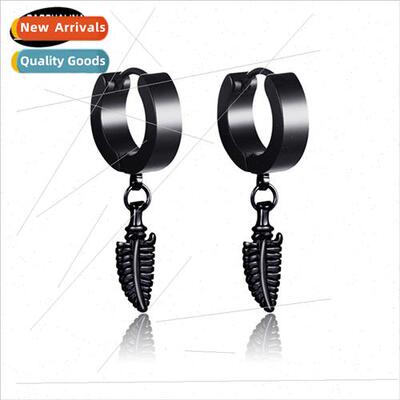 Non-allergenic leaf earrings Korean  fashion tanium steel pu