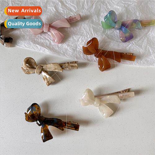 Sweet bow hair clips cute French acetate bangs clip 2023 duc
