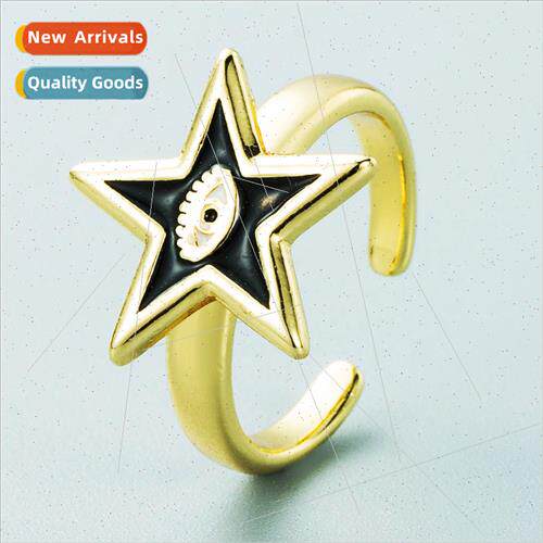 Devil Eye Europe mple Pentagram Eyes Ring Women Copper Gold-