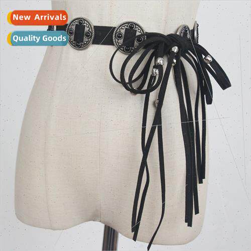 Vintage Minory Inlaid Waist Chain Indian Tribal Tassel Belt