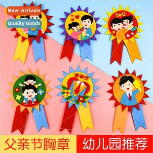 children handmade diy Father badge gift woven kindergart Day