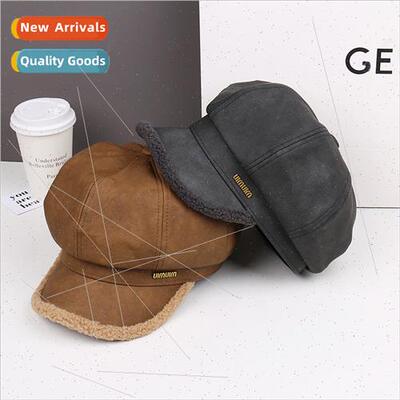 Autumn winter new simple plush octagonal cap female retro hu