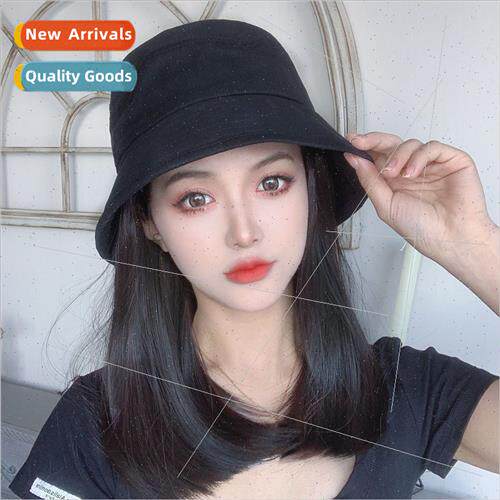 One-piece hat wig female 2023 summer new fisherman cap simul