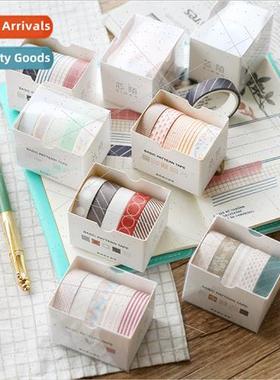 5 rolls solid color basic graphic tape tearable diary handbo