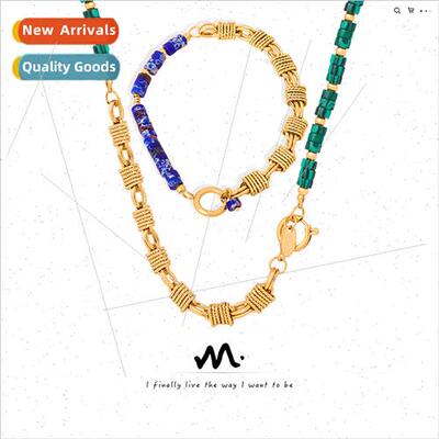 Europe niche bracelet copper material natural stone necklace