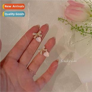 earrings female stud tie earri premium love niche Bow summer