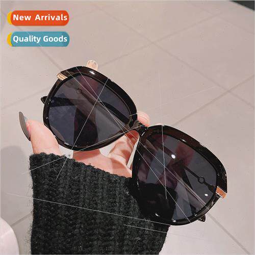 new round rimless sunglasses female black large frame large