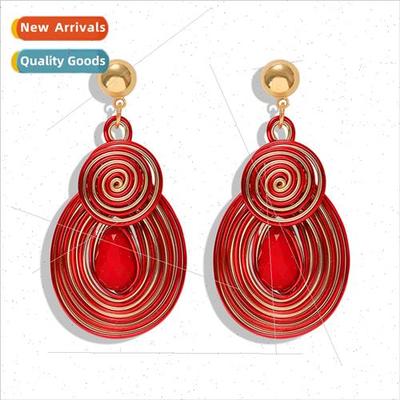 Autumn winter new annual meeting dress hand-wound wire earri