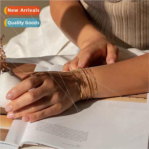 Europe bohemian minimalist hand jewelry metal Figaro chain w