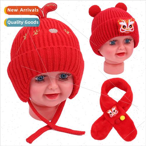 nd waking up lion red envelope blessing wool cap knted child