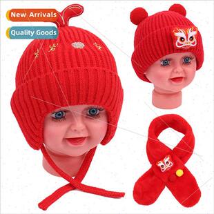 nd waking up lion red envelope blessing wool cap knted child