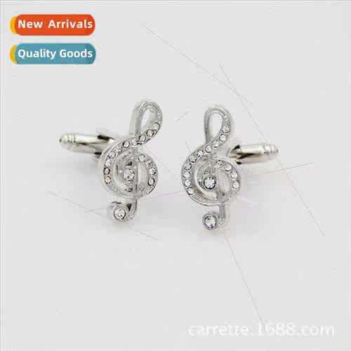 Fashion Music Notes French cufflinks lver plated crystal men
