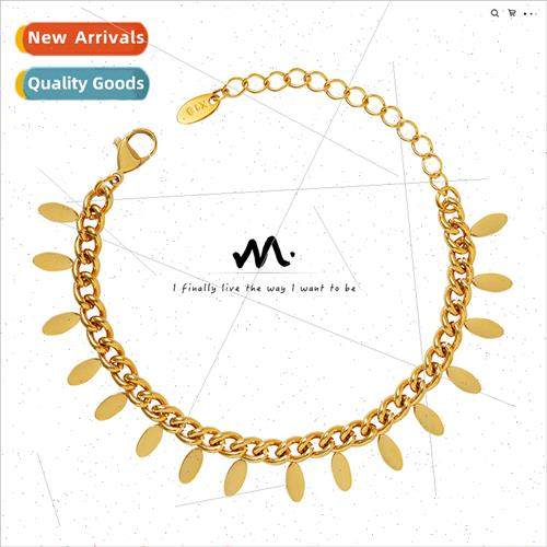 Thai simple chain leaf tassel bracelet bracelet tanium steel