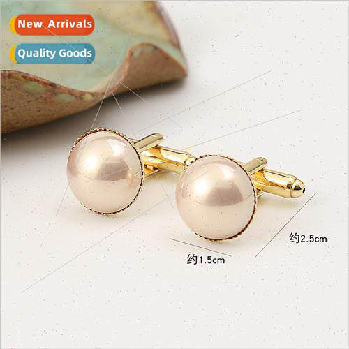 Men fashion round pearl cufflinks fashion French square roun