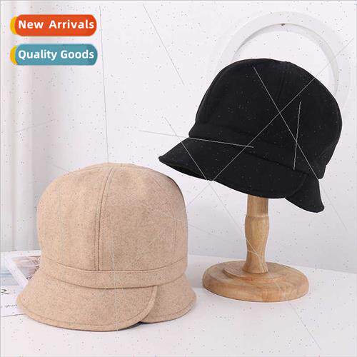 Autumn winter new tweed warm sun-shading basin cap female Ko