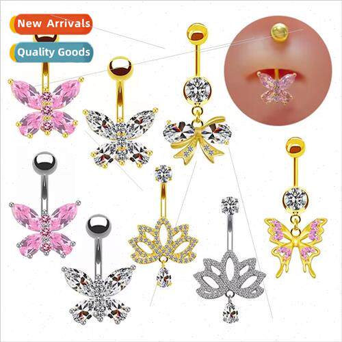 Europe sweet butterfly navel ring fashion light luxury girls