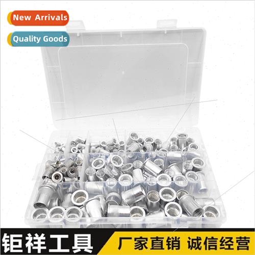 175pcs Flat Head Aluminum Pull Rivet Threaded Nuts Knurled P