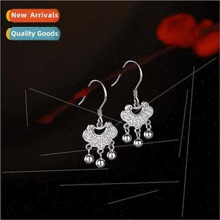 round bead peace life niche lock female Long earrings