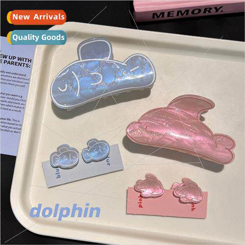 Cute pink dolphin blue fish scratch clip sweet girl disk hai