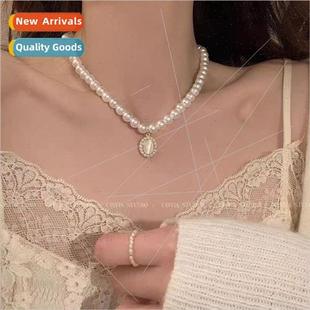 eye stone niche retro colla female cat necklace French pearl