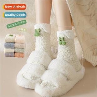 floor autumn velvet winte hair socks lose Coral not