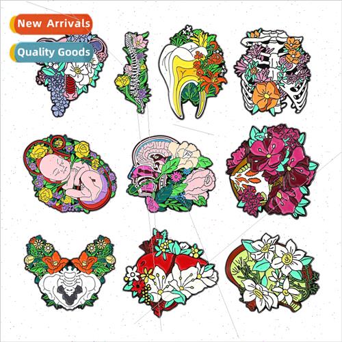 Creative cartoon flowers organs brain heart teeth modelling