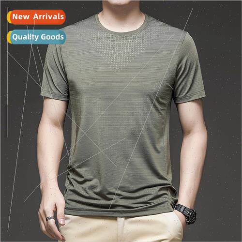 Ice silk short-sleeved T-shirt men 2023 summer Korean  new c