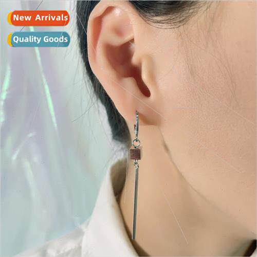 Long small square earrings Koreagangster handsome tassel ear
