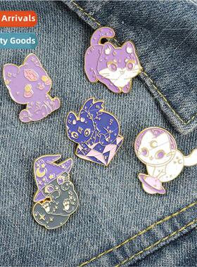 New cartoon animal brooch creative wizard cat cute whe cat p