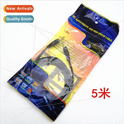 5 meters gold-plated head black 3.5 audio cable 3.5mm male-t