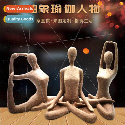 Europe resin abstract yoga figure yoga cafe office club deco
