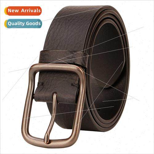 Vintage leisure belt men leather head layer lychee grain bel
