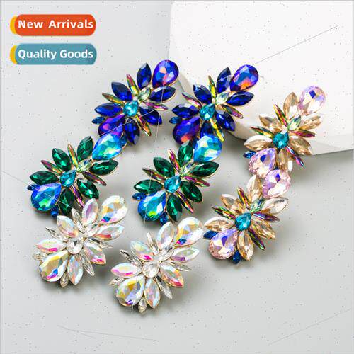 Europe fashion new earrings colored diamond alloy inlaid dia