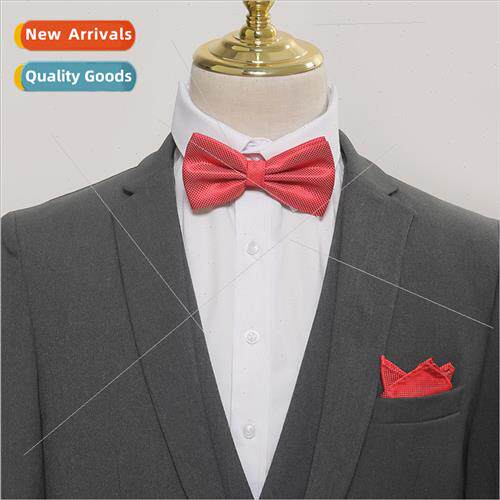 Men Solid Color Bow Tie Square Scarf Groom Wedding Su Formal