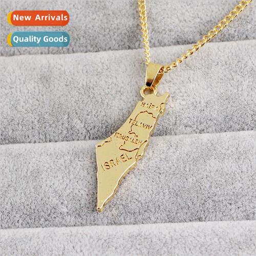 Europe America Gold Israel Map Geometric Personalized Neckla