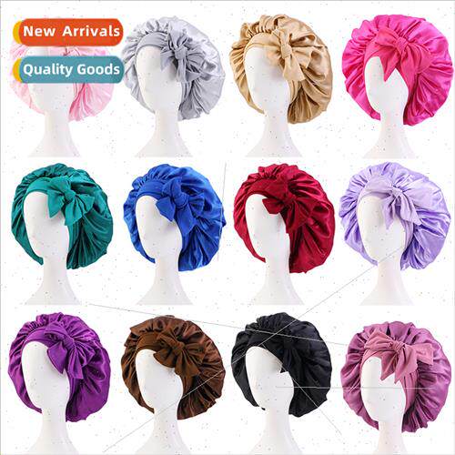 Solid Color Tie Sleeping Hat Stch Wide de Satin Bow Round Ha