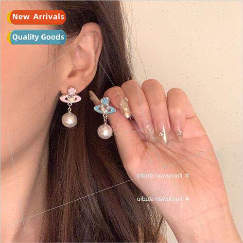 New Romantic Blues Blue Planet Pearl Earrings适用Women Niche