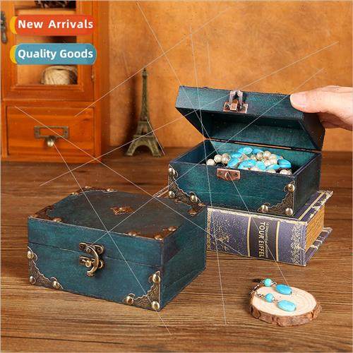 Locking plywood wooden box retro storage box jewelry necklac
