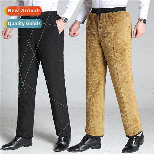 Dad men winter elastic waist padded thickened cotton pants m