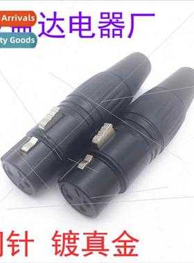 Copper pin plating three core black card tap microphone plug