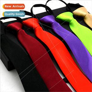 Solid Color Men Zipper Formal Business Lazy Tie Korean Casua
